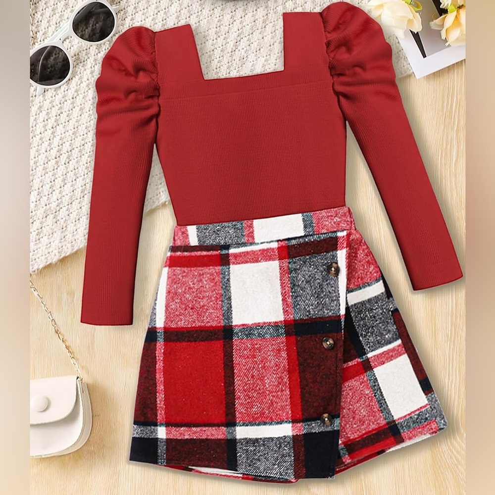 SHEIN Plaid Mini Skirt in Red and Black